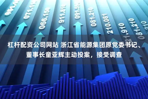 杠杆配资公司网站 浙江省能源集团原党委书记、董事长童亚辉主动投案，接受调查